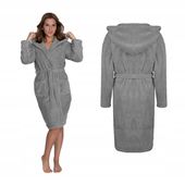 Szlafrok z kapturem do kolana WELLSOFT unisex S/M szary TUVA HOME