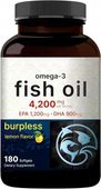 Omega-3 Olej Rybny 180 Kapsułek Miękkich Wsparcie dla Mózgu i Serca z EPA…
