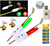 2x Świetlik - Dwa kolory 6,4 cm + 2x Dzwonek + Ładowarka + 10 baterii CR425
