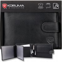 PORTFEL MĘSKI Skórzany RFID OCHRONA Kart SKÓRA Naturalna Pojemny - KORUMA