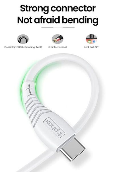 KABEL T-PHOX NATURE TYPE-C WHITE 1.2M 3A zdjęcie 1