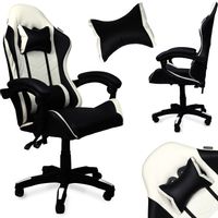 Fotel gamingowy krzesło obrotowe ekoskóra czarno-biały