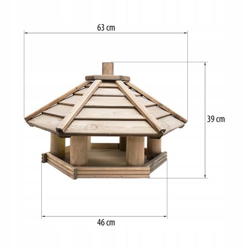 Karmnik dla ptaków drewniany sześciokątny duży KO_XXL_P - 63cm na Arena.pl