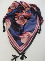 Chustka apaszka z kwiatami ciemnoniebieska 27