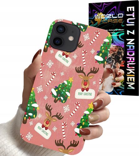 ETUI CASE DO IPHONE 12 - ŚWIĄTECZNE WZORY NA ŚWIĘTA RENIFER CHOINKA na Arena.pl