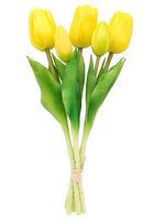 TULIPAN SILIKONOWY SZTUCZNE TULIPANY BUKIET 5 sztuk 29 cm ŻÓŁTE