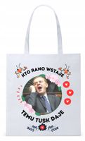 Donald Tusk Platforma Torba Eco Biała Shopper Z Nadrukiem Ze Zdjęciem