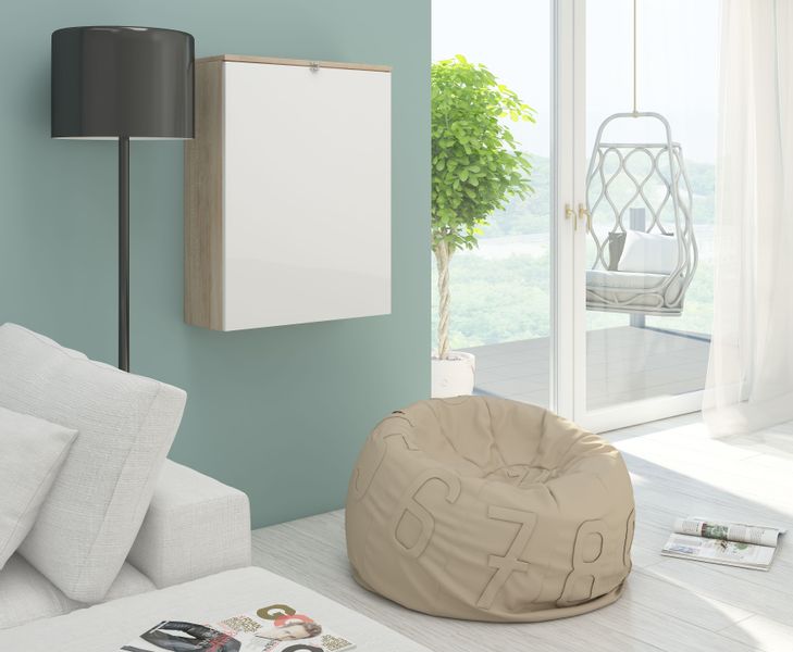 Biurko składane wiszące ścienne Hide sonoma / biały połysk zdjęcie 2