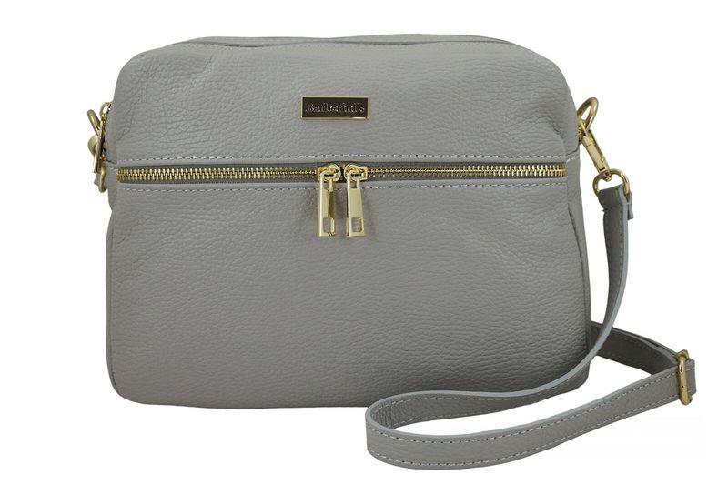 Pojemna torebka skórzana dwukomorowa - Szara jasna zdjęcie 1