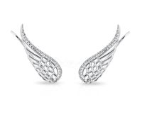 Eleganckie rodowane srebrne kolczyki nausznice skrzydła skrzydełka z cyrkoniami srebro 925 Z1606E