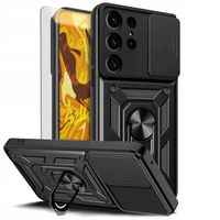 ETUI PANCERNE DO SAMSUNG GALAXY S25 ULTRA CZARNE ARMOR RING CASE + SZKŁO