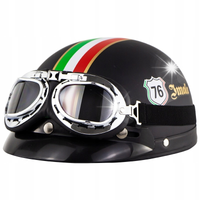KASK MOTOCYKLOWY Z WYJMOWANĄ PRZYŁBICĄ I GOGLAMI CZARNY ABS