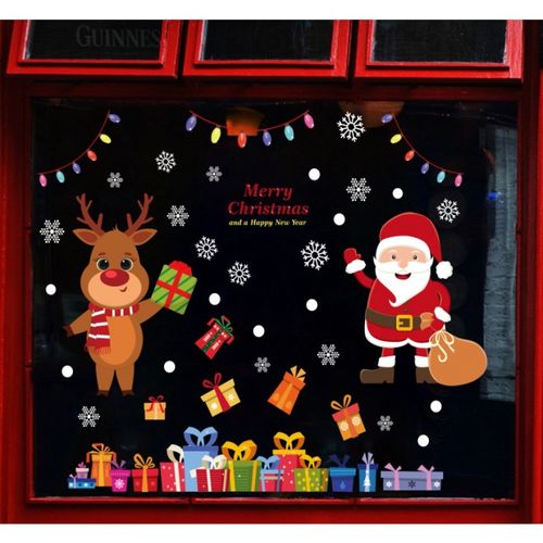 świąteczne naklejki kolorowe na okno 4 arkusze 25 x 35 cm nkd15 na Arena.pl