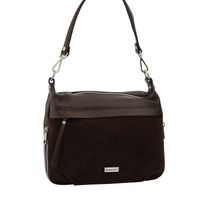 Skórzana torebka z zamszowym akcentem - Brązowa ciemna