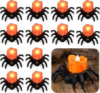Zestaw 12 Świeczek LED w Kształcie Pająka Dekoracja Halloweenowa