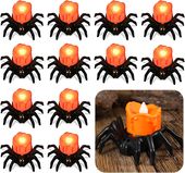 Zestaw 12 Świeczek LED w Kształcie Pająka Dekoracja Halloweenowa