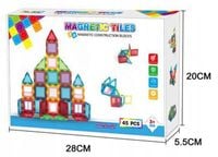KLOCKI MAGNETYCZNE 3D konstrukcyjne DUŻE Zestaw 45 el. Magnetic Tiles