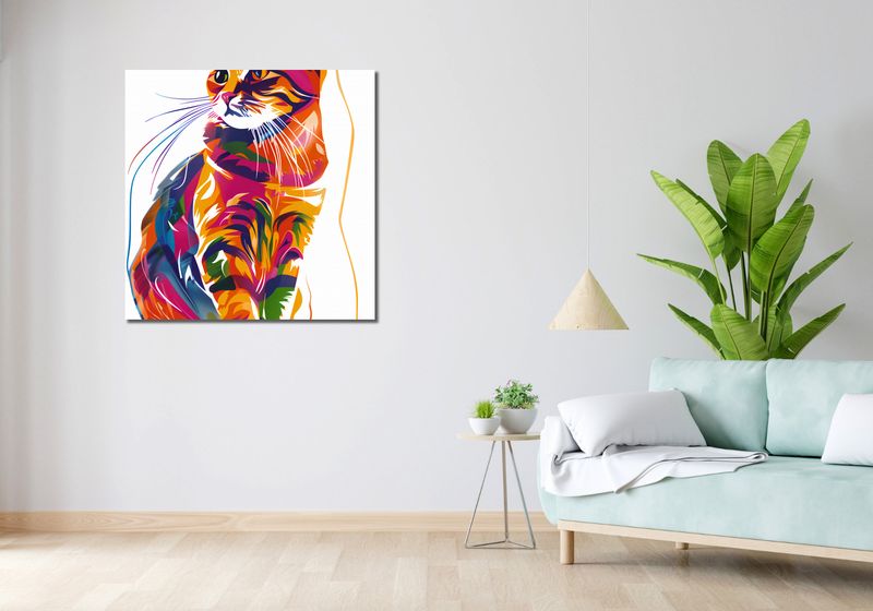 Obraz 90x90cm Nasycony Kot zdjęcie 2