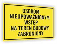 Tabliczka BHP Zakaz wstępu nadruk 20x15 nieupoważnionym wstęp zabroniony