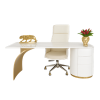 Biurko białe złote glamour + fotel obrotowy zestaw mebli biurowych