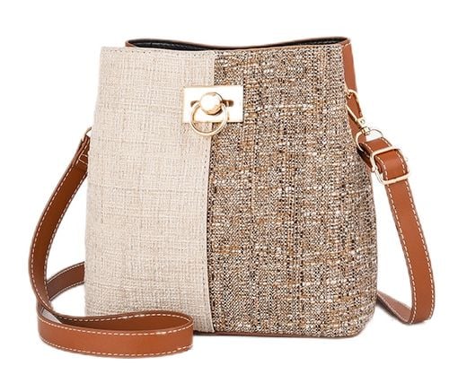 Torebka Damska na Ramię Brązowa Kremowa Jasna Elegancka Pojemna Wizytowa na Arena.pl