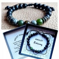 Bransoletka Męska AMULET OCHRONNY kamienie naturalne Regulowany Obwód 237