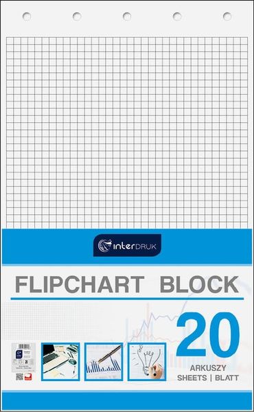 BLOK DO FLIPCHARTÓW 100X64CM 20 KARTEK # KRATKA INTERDRUK zdjęcie 1