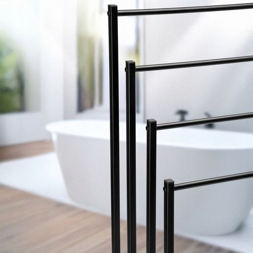 STOJAK CZARNY NA RĘCZNIKI WIESZAK STOJĄCY PODŁOGOWY ŁAZIENKOWY 4 na Arena.pl