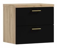 Szafka łazienkowa wisząca LUNA 60 czarny/dąb craft złoty (W5)