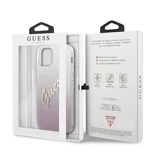 Guess Glitter Gradient Script - Etui iPhone 12 mini (różowy) na Arena.pl