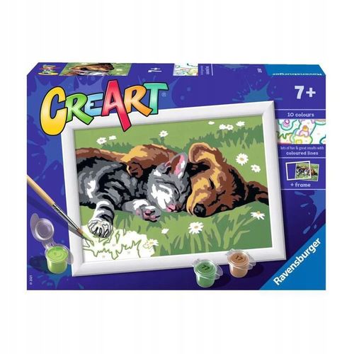 Malowanie po numerach KOTEK PIESEK kot malowanka dzieci 7+ zestaw KREATYWNY na Arena.pl