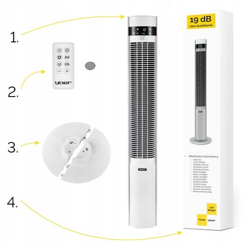 Wentylator kolumnowy stojący Cichy 19dB Yoer +12m zasięg 12 mocy na Arena.pl