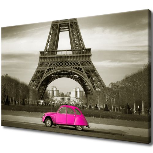 Obraz Płótno 90X60 Auto Przed Wieżą Eiffla na Arena.pl