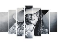 80CM 140CM OBRAZ 7 ELEM SZARA DAMA ŚCIENNY