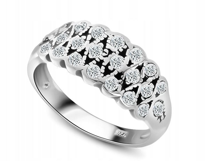 PIERŚCIONEK SREBRNY BŁYSZCZĄCY CYRKONIE pr 925 r22 zdjęcie 1