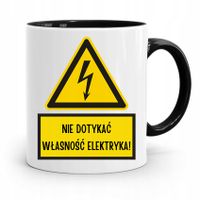 Kubek Czarny Prezent Elektryka Nie Dotykać Z Nadrukiem Ze Zdjęciem