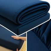 PRZEŚCIERADŁO Z GUMKĄ 120x200 NA MATERAC MIĘKKIE GŁADKIE Z BAWEŁNĄ GRANATOWY