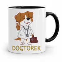 Kubek Czarny Prezent Dla Weterynarza Dogtorek Z Nadrukiem Ze Zdjęciem