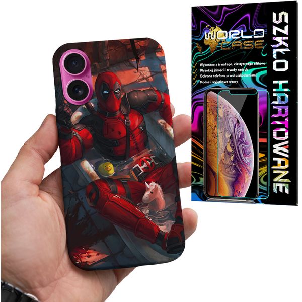 ETUI CASE DO IPHONE 16 - DEADPOOL MARVEL FILMY SERIALE + SZKŁO zdjęcie 1