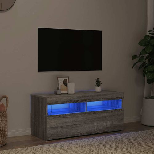 Szafka pod TV z oświetleniem LED, szary dąb sonoma, 90x35x40 cm na Arena.pl