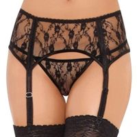 Czarny komplet - pas do pończoch i stringi SoftLine 3311 M/L