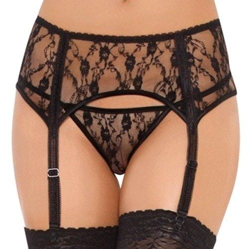 Czarny komplet - pas do pończoch i stringi SoftLine 3311 M/L na Arena.pl