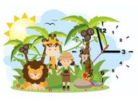 60CM 40CM ZEGAR OBRAZ ZWIERZĘTA SAFARI RAMA ŚCIENNY