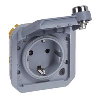 Nowe Plexo - Gniazdo Schuko 2P+Z na klucz zaciski automatyczne, mechanizm 16A-250V~ - szare - Legrand 069574L