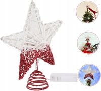 Gwiazda Czubek Szpic Toper LED Na Choinkę 25cm Na Baterię Podświetlana