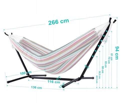 HAMAK ZE STELAŻEM OGRODOWY 2 OSOBOWY HUŚTAWKA XXL WZMOCNIONY PAŁĄK ZESTAW na Arena.pl