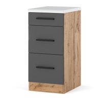 Szafka Kuchenna Stojąca Z Blatem 3 Szuflady Blande 40cm Wotan Szary Mat