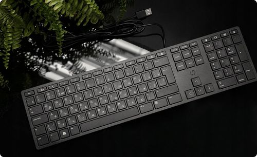 HP PRO!| Cicha biurowa klawiatura USB| Układ PL /US + Cyrylica |CZARNA SLIM na Arena.pl