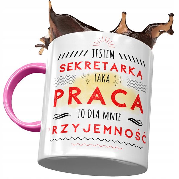 Kubek Różowy Dla Sekretarki Dla Mnie Przyjemność Z Nadrukiem Ze Zdjęciem zdjęcie 1