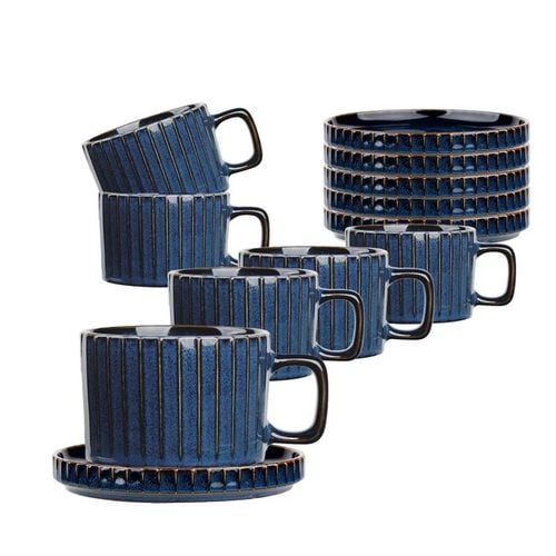 Komplet filiżanek 220 ml ze spodkami Altom Design Reactive Stripes 12 el. na Arena.pl